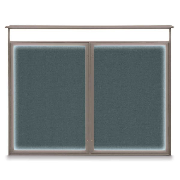 United Visual Products Double Door Enclosed Indoor Letterboard UV1126-BRONZE-BLUE - main